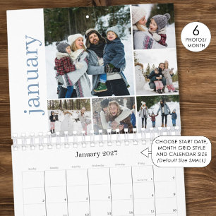Photo Collage 6 Photos Per Month Modern Calendar