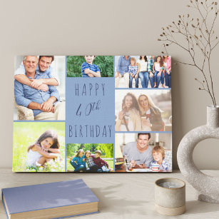 Photo Collage 7 Picture Blue 40th Birthday Canvas Print