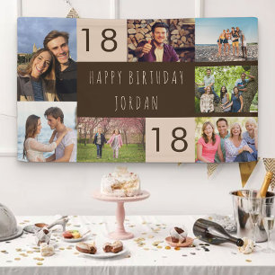Photo Collage 7 Picture Personalised 18th Birthday Banner