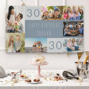 Photo Collage 7 Picture Personalised 30th Birthday Banner