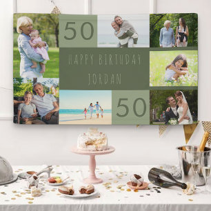 Photo Collage 7 Picture Personalised 50th Birthday Banner