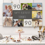 Photo Collage 7 Picture Personalised 90th Birthday Banner<br><div class="desc">Personalised banner celebrating a 90th Birthday. The photo template is set up for you to add 7 of your favourite photos which are displayed in a photo collage around the birthday greeting. The wording simply reads "Happy Birthday [your name]" in casual typography. "90" is actually editable if you would like...</div>