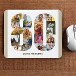 Photo Collage 80th Birthday Number 80 Custom Mouse Mat<br><div class="desc">Create your own personalised mouse pad for a unique 80th birthday gift. The number 80 photo collage is on a white background with neutral beige oatmeal borders and bronze modern typography. The design includes up to 18 different photographs - in different shapes and sizes - to give you the plenty...</div>