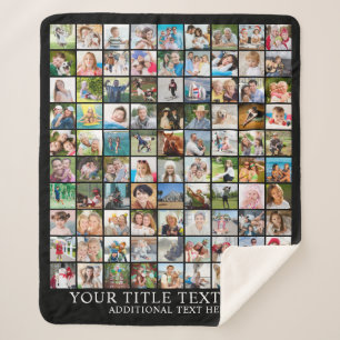 Photo Collage 90 Square Pictures Custom Colour Sherpa Blanket