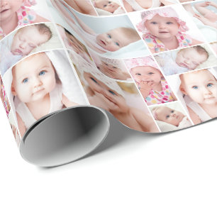 Photo Collage 9 Pictures Unique Grid Layout Wrapping Paper