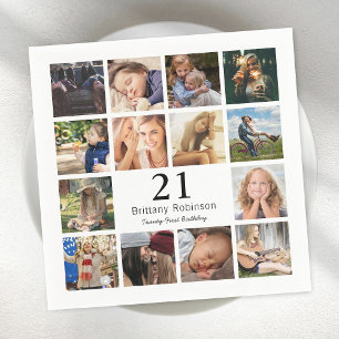 Photo Collage Age Related Birthday Party Napkin
