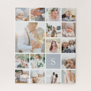 Photo Collage and Monogram Jigsaw Puzzle