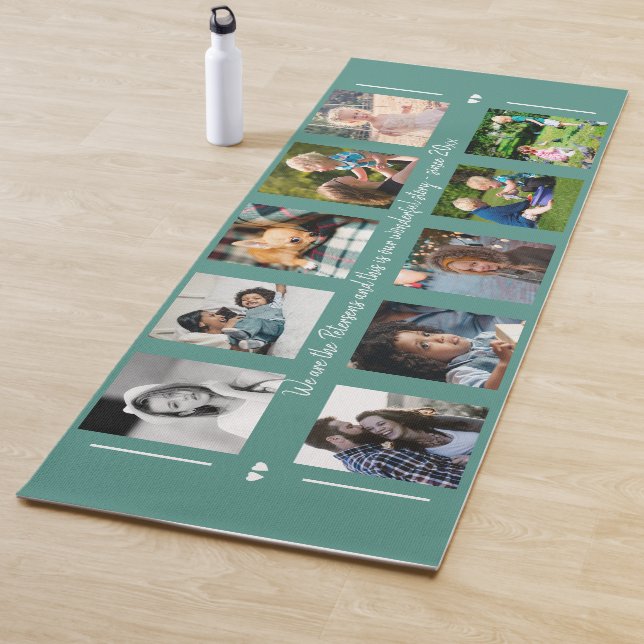 Photo collage and your custom text family modern yoga mat (In Situ)
