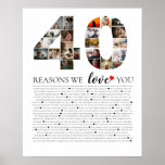 photo collage anniversary 40 Reasons we Love Poster<br><div class="desc">Celebrate your love with a special 40 Reasons I Love You photo montage poster from The Arty Apples. This heartfelt design features personalized photos and reasons,  making it a memorable anniversary gift.</div>