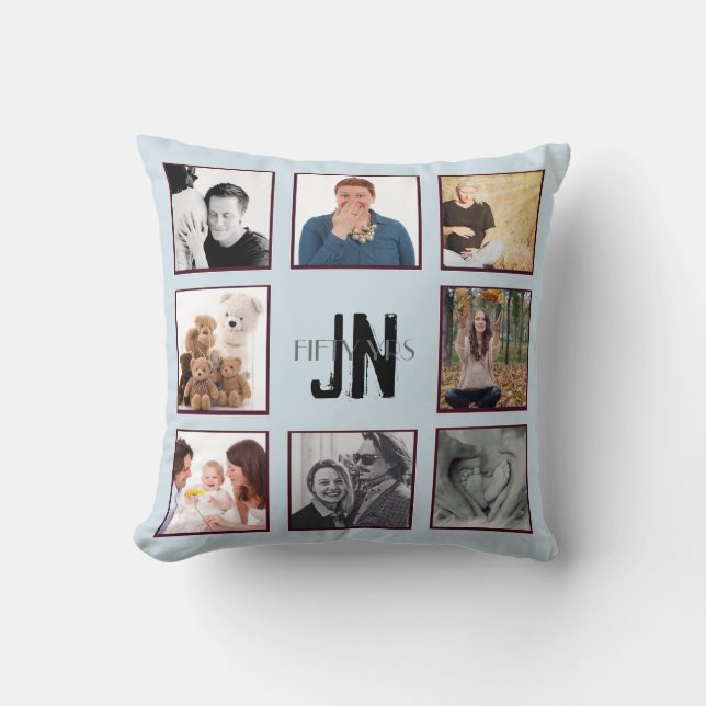 Photo Collage ANY Occasion Monogram Instagram Cushion (Front)