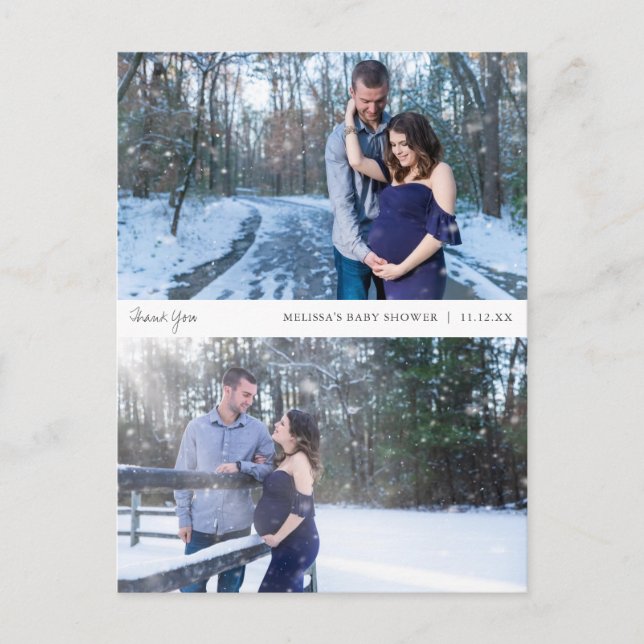 Photo Collage Baby Shower Thank You Card (Front)