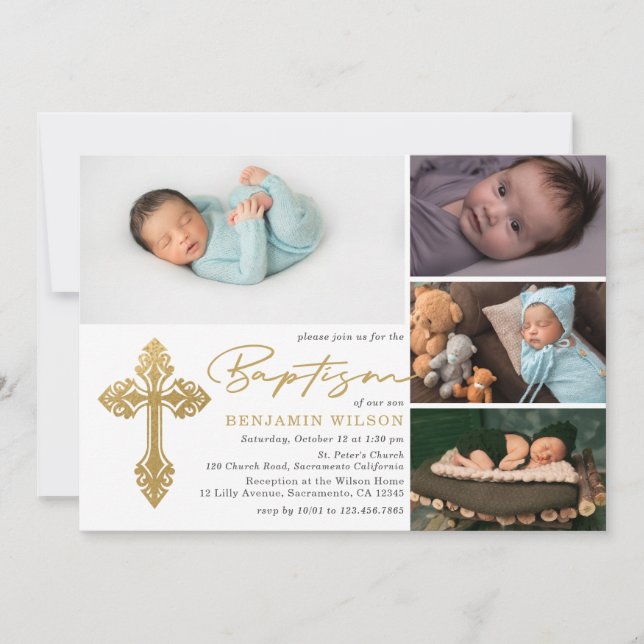 Photo Collage Baptism Invitation (Front)