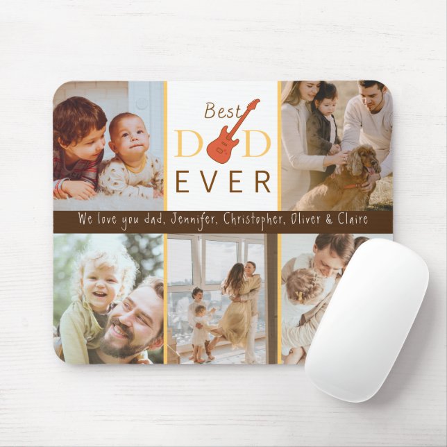 Photo Collage Best Dad Ever Keepsake Fathers Day Mouse Mat (With Mouse)