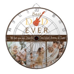 Photo Collage Best Dad Ever Modern Fathers Day Dartboard