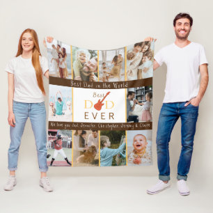 Photo Collage Best Dad Ever Modern Fathers Day Fleece Blanket