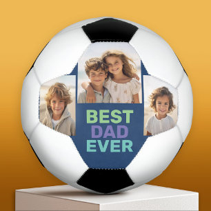 Photo Collage - Best Dad Ever - Whimsical Blue Football
