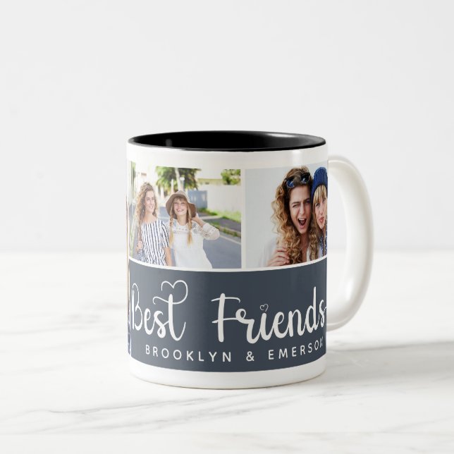Photo Collage | Best Friends Two-Tone Coffee Mug (Front Right)