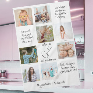 Photo Collage Best Grandma Ever Modern Mothers Day Tea Towel