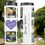 Photo collage best grandma ever text personalised thermal tumbler<br><div class="desc">Add 8 photos and create a cute custom collage grid thermal tumbler with a trendy purple heart and chic script for your grandmother. Easy to personalise with your custom square images, text, and signature. It can be a nice thoughtful keepsake gift for Grandparent's Day, Mother's Day, her birthday, family anniversary,...</div>