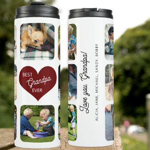 Photo collage best grandpa ever text personalised thermal tumbler