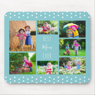 Photo Collage Best Mom Ever Sky Blue Mouse Mat