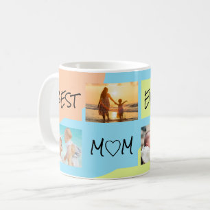 Photo collage Best mum ever pastel Coffee Mug