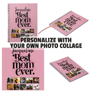 Photo Collage Best Mum Ever Retro Typography Notebook