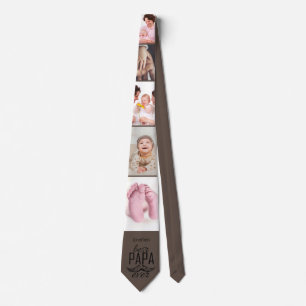 Photo Collage Best Papa Ever Brown Neck Tie 
