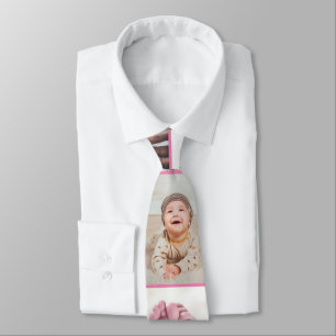 Photo Collage Best Papa Ever Pink Neck Tie