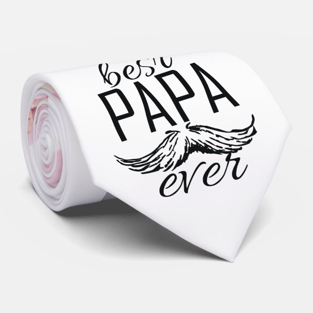 Photo Collage Best Papa Ever White Neck Tie  (Rolled)