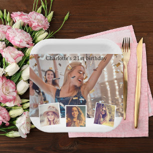 Photo collage birthday party paper plate