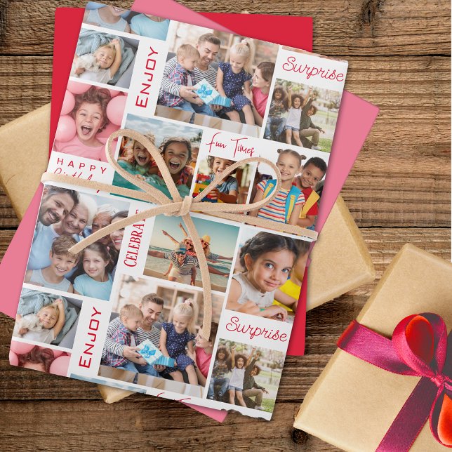 Photo Collage Birthday Wrapping Paper Sheet (Creator Uploaded)