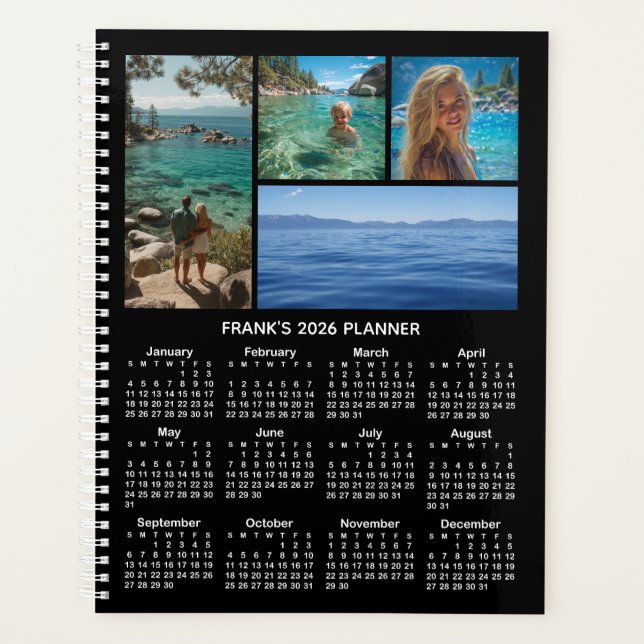 Photo Collage Black and White 2026 Calendar Planner (Front)