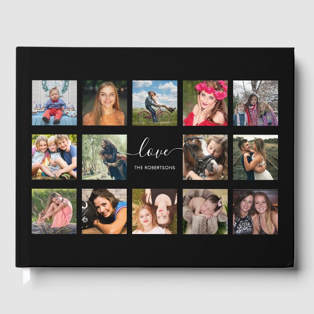 Photo Collage Black Custom  Guest Book (Front)