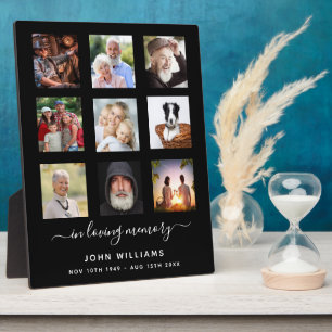 Photo collage black memorial funeral plaque