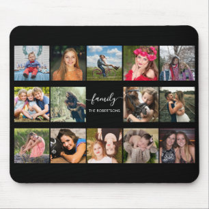 Photo Collage Black Mouse Mat