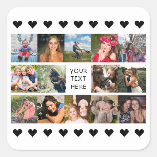 Photo Collage Black Personalised Square Sticker