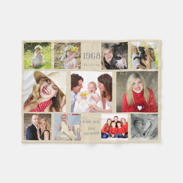 Photo Collage Blanket - ANY Occasion - EDIT TEXT (Front (Horizontal))