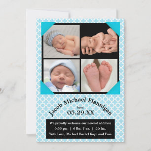 Photo Collage Blue Boy - Birth Announcement