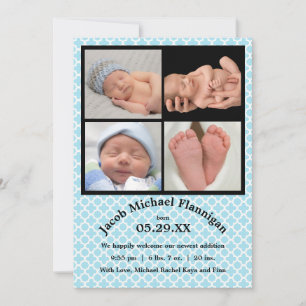 Photo Collage Blue Boy -Birth Announcement