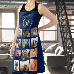 Photo Collage Blue Gold 60th Birthday Apron<br><div class="desc">Let that loved one know they are really special with this unique 60th birthday apron. What a wonderful gift for that loved one. Add your favourite photos of friends,  events and pets.</div>