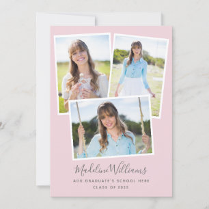 Photo Collage Blush Pink Graduation Party Invitation