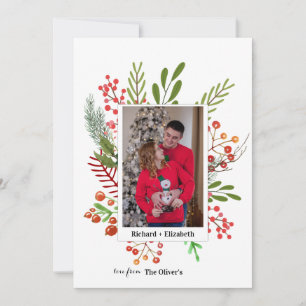Photo Collage Botanical Christmas Holiday Card