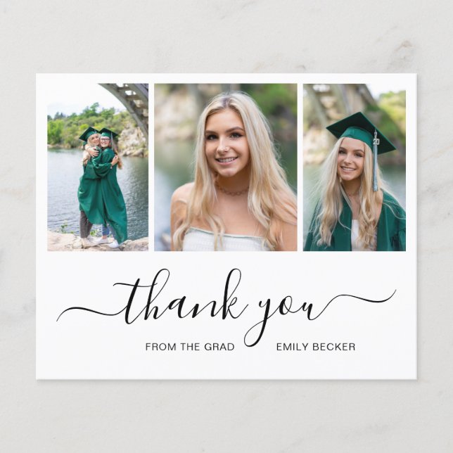 Photo Collage Budget Graduation Thank You Card (Front)