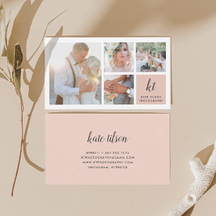Photo Collage & Calligraphy Monogram Photographer Business Card