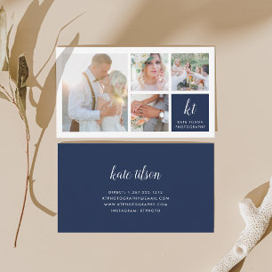 Photo Collage & Calligraphy Monogram Photographer Business Card