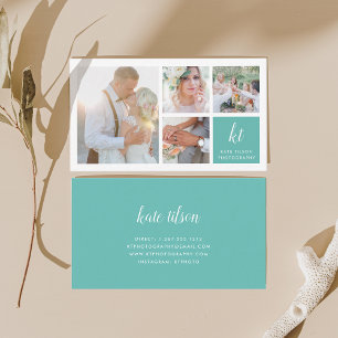 Photo Collage & Calligraphy Monogram Photographer Business Card