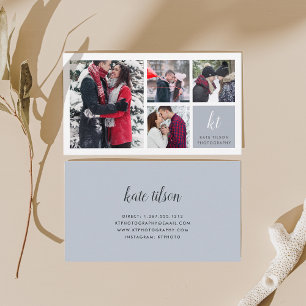 Photo Collage & Calligraphy Monogram Photographer Business Card