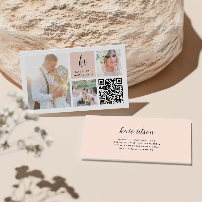 Photo Collage & Calligraphy Monogram Photographer Business Card (Creator Uploaded)