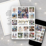 Photo Collage & Captions What a Year Gold White Holiday Card<br><div class="desc">What a year to remember! Send stylish joyful greetings and share 15 of your favourite pictures with a custom 5x7 photo collage holiday card. (IMAGE PLACEMENT TIP: An easy way to centre a photo exactly how you want is to crop it before uploading to the Zazzle website.) Text on this...</div>